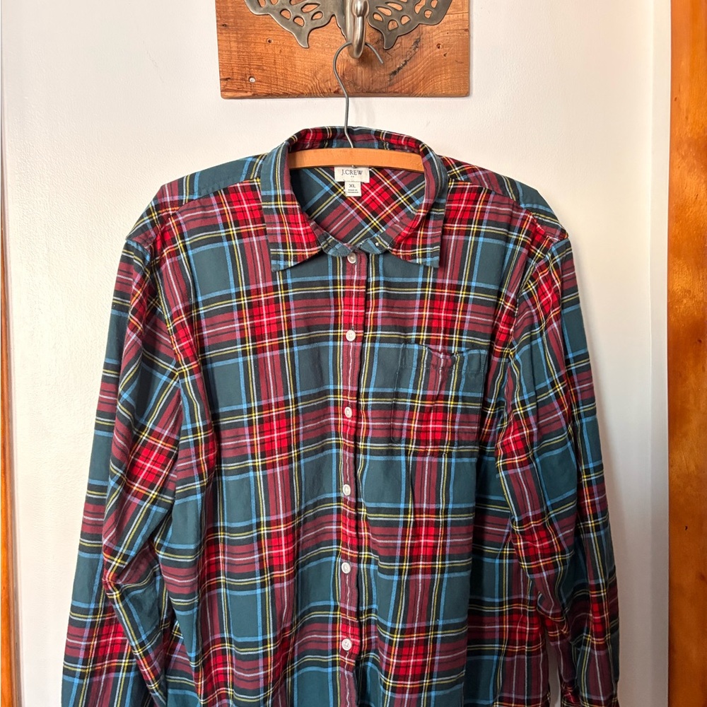 J. Crew Red and Blue Plaid Button-Down Shirt